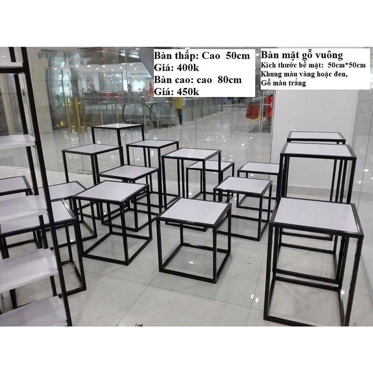 Bàn vuông mặt gỗ 40cm*40cm