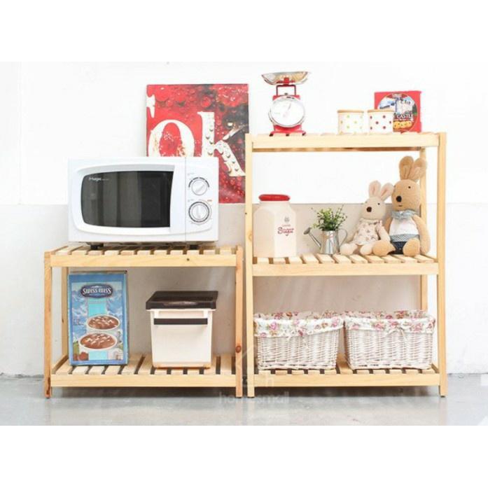 Kệ Oven/ Kệ Lò Vi Sóng 2 Tầng Gỗ Thông Nhập Khẩu Tự Lấp Ráp Dài 60cm Cao 46cm tien2821998