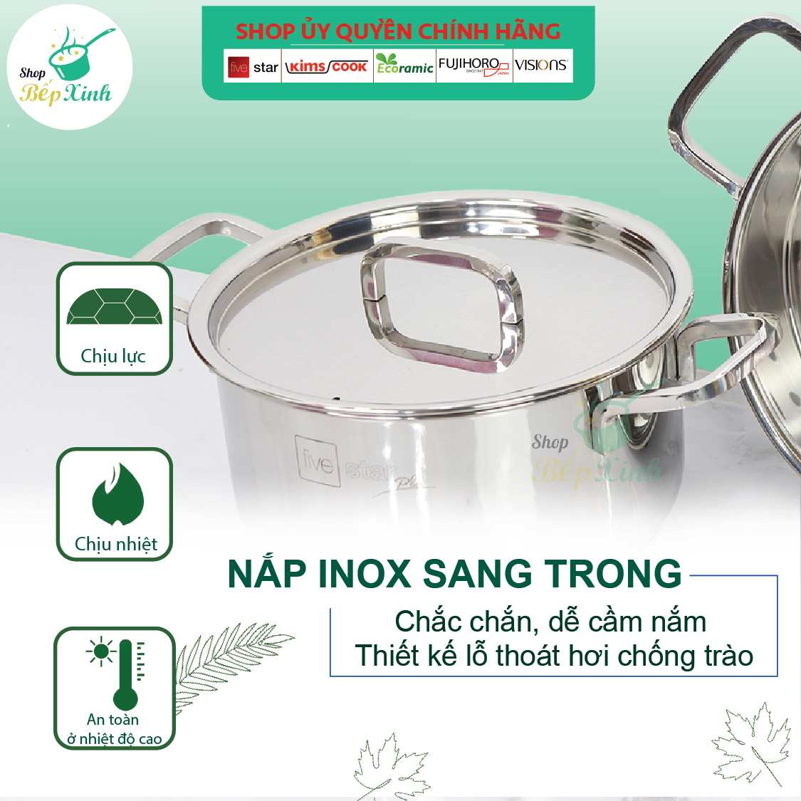 Bộ Nồi Xửng Hấp Inox 304 Fivestar (20cm)