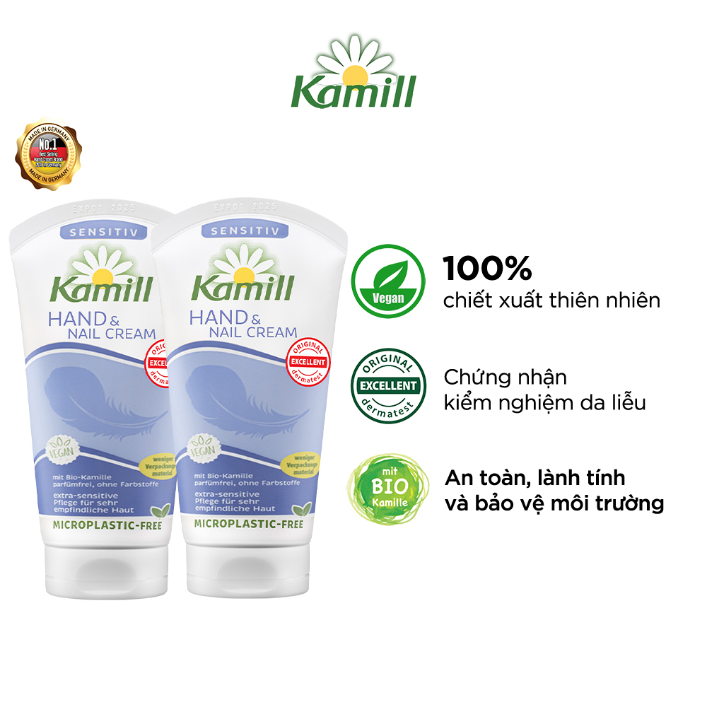 Combo 2 tuýp Kem dưỡng da tay và móng tay Kamill Hand &amp; Nail Cream Sensitive 75 ml