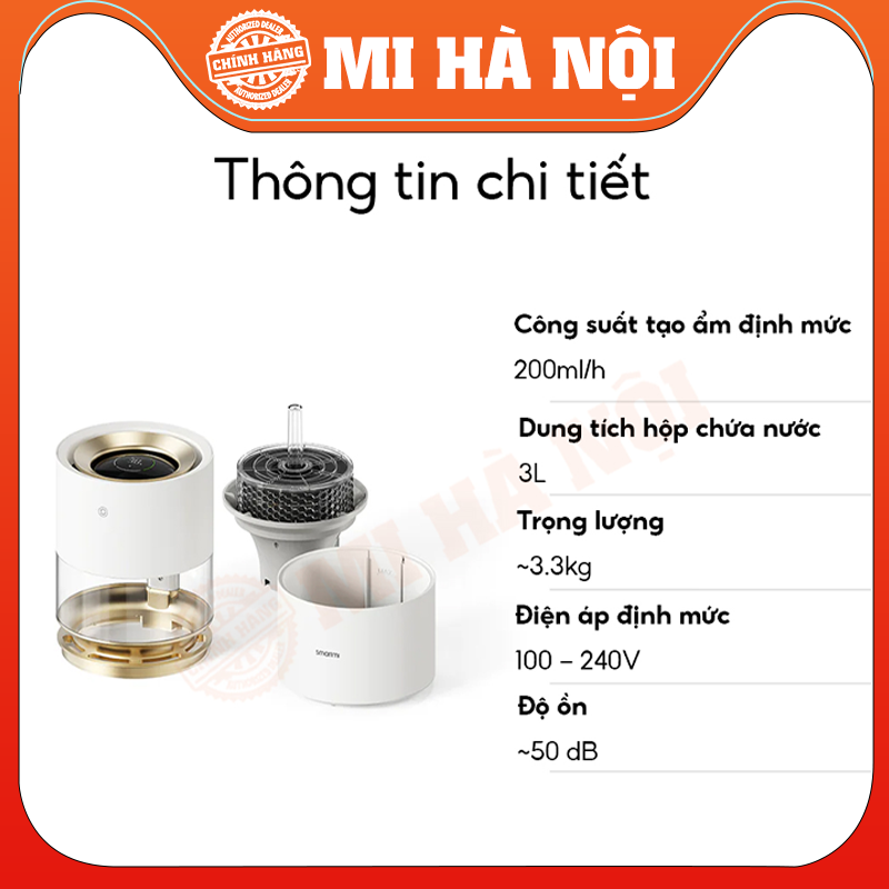 Máy tạo độ ẩm thông minh Xiaomi Smartmi Rainforest- không phun sương tạo hiệu ứng hạt mưa-bản quốc tế- Hàng chính hãng