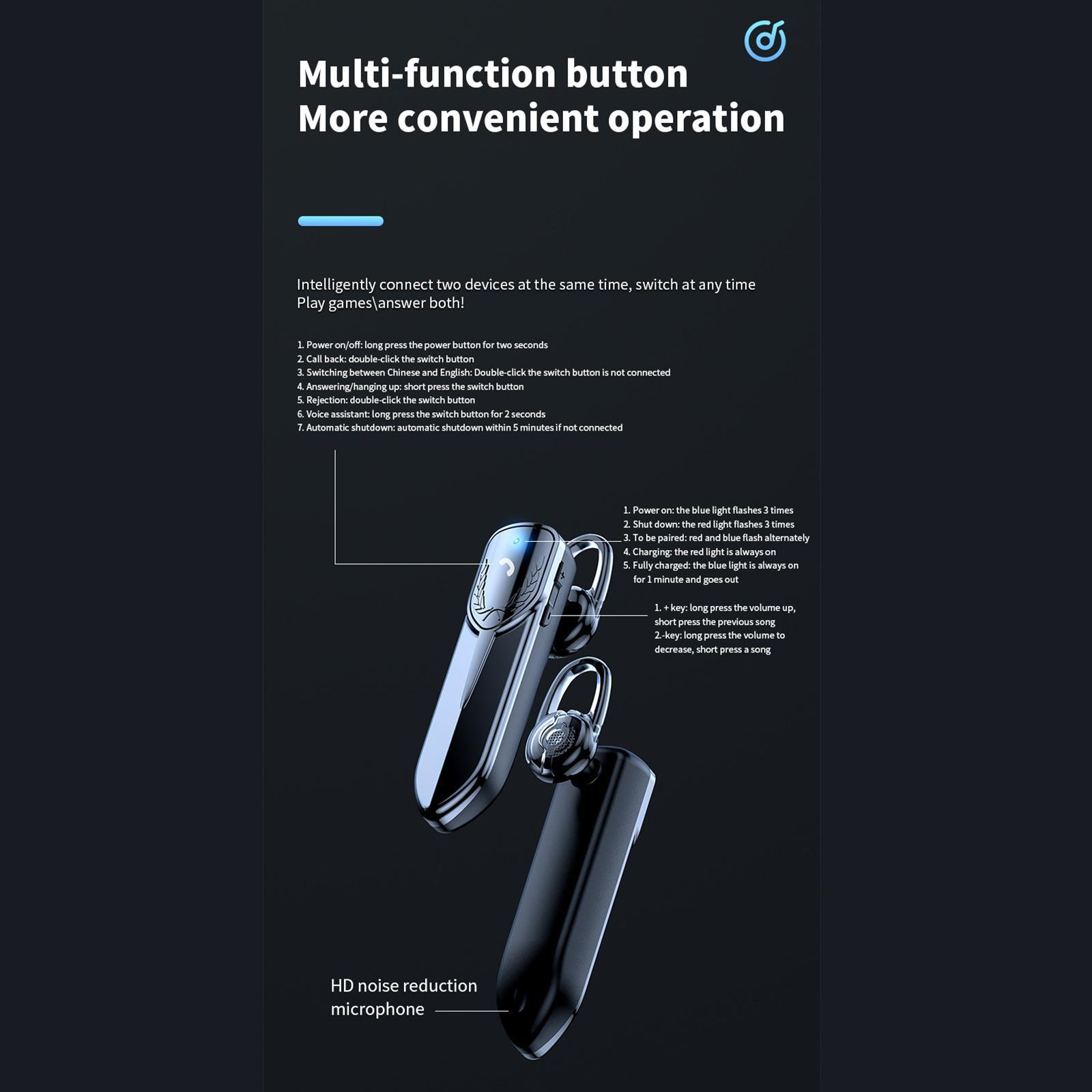 Bluetooth 5.2 Earphone for Business Driving Sports Jogging Running