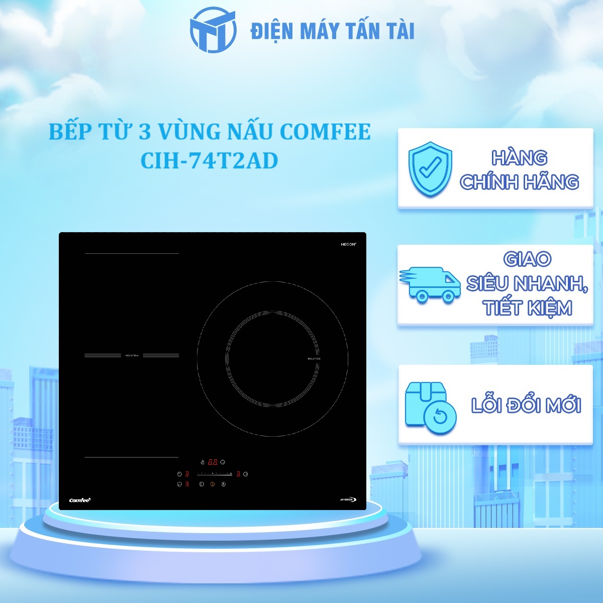 BẾP TỪ 3 VÙNG NẤU COMFEE CIH-74T2AD - Hàng chính hãng