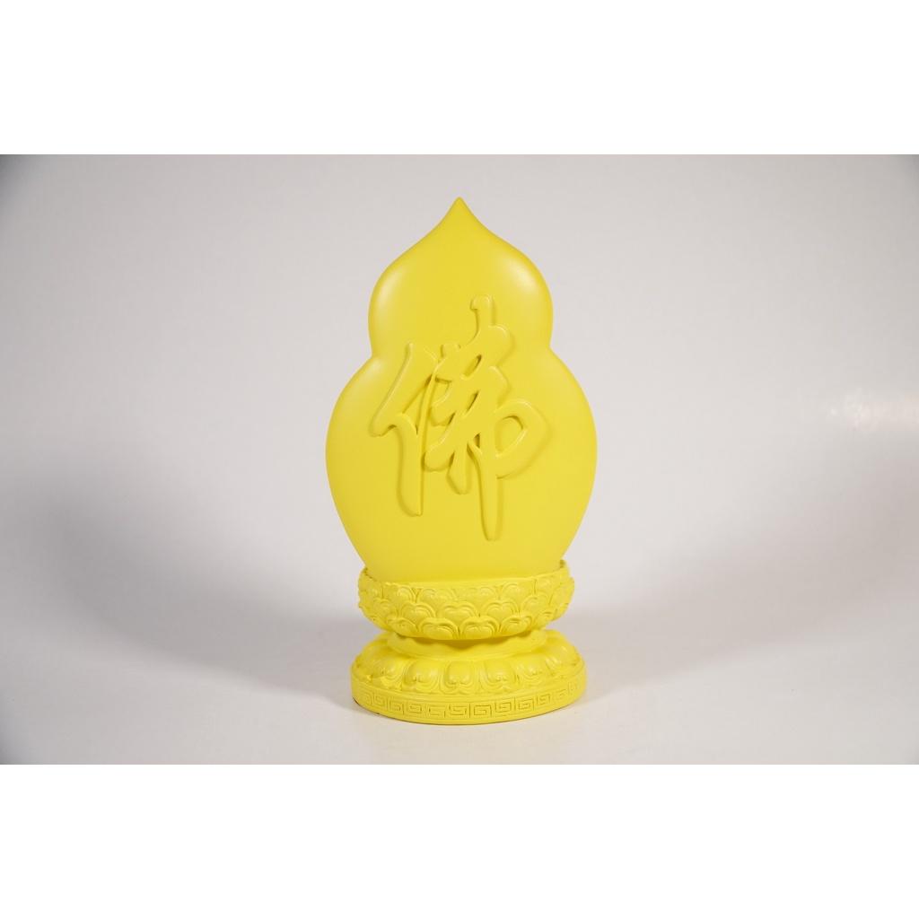 Tượng Phật Đại Thế Chí Bồ Tát để xe ô tô vàng đất lá bồ đề hào quang - Cao 19cm ngồi
