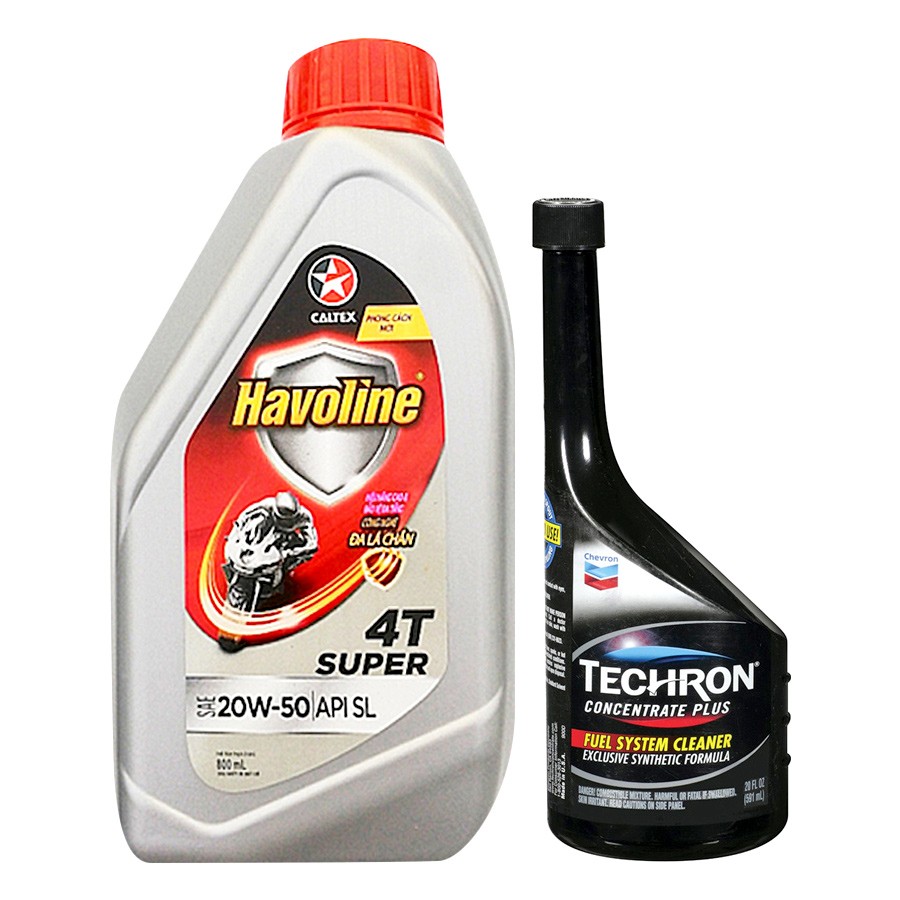 Bộ Nhớt Caltex Havoline 20W50 Và Dung Dịch Làm Sạch Nhiên Liệu Xăng Caltex TCP