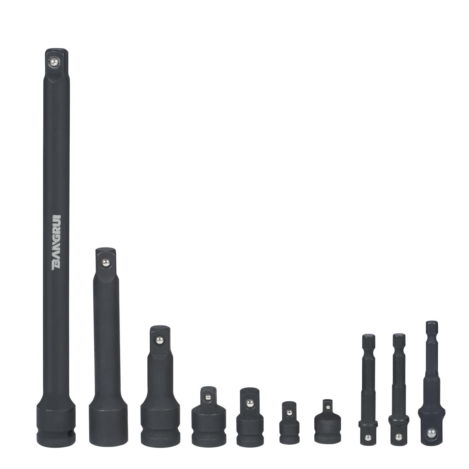 10 Pieces Drive Impact Extension Bar & Adapter Set Includes Extension Bar Power Drill Adapter Impact