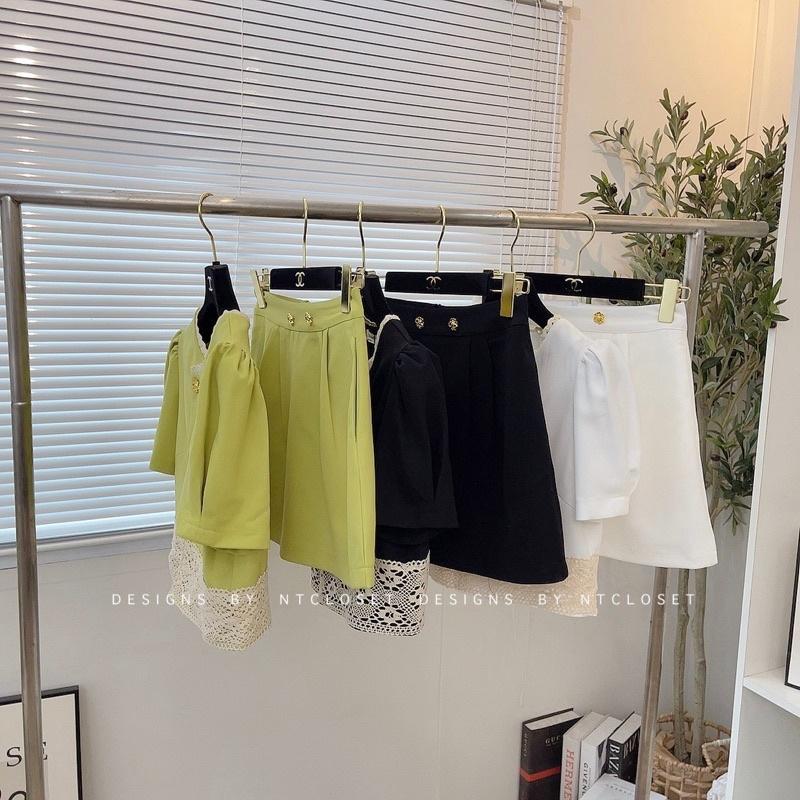 Set áo chân ren mix chân váy A tuyết mưa nt closet