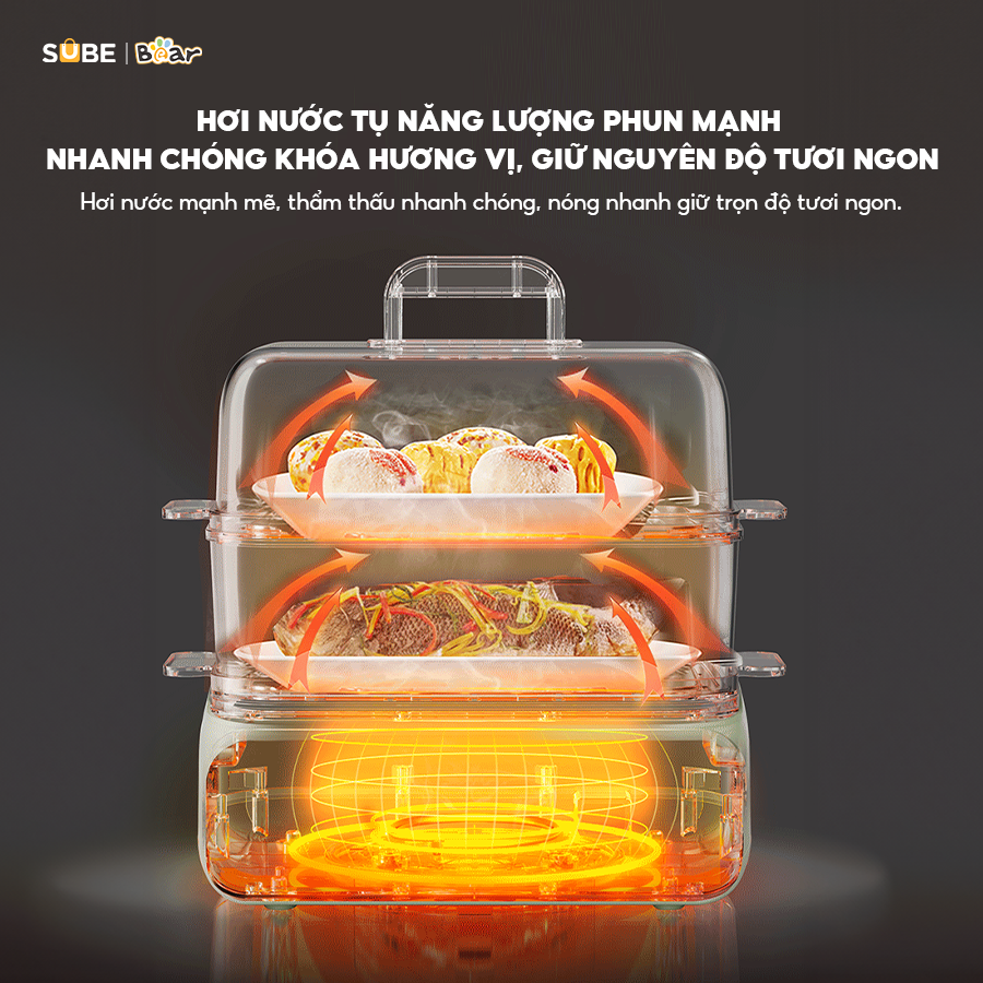 Nồi Hấp Bear Nồi Hấp Điện 3 tầng Nồi Lẩu Điện Kèm Hấp Đa Năng Cảm Ứng Hấp Lẩu Hầm Healthy Tiết Kiệm Điện - Hàng Chính Hãng DZG-P20W7
