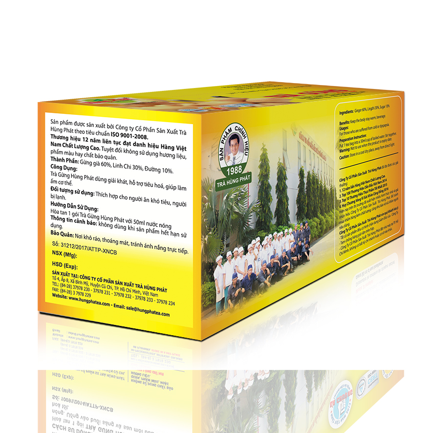 Trà gừng hòa tan 200g thương hiệu Hùng Phát - Giúp làm ấm cơ thể, chống cảm cúm, Thích hợp cho người ăn khó tiêu, người bị lạnh, tốt cho tiêu hóa