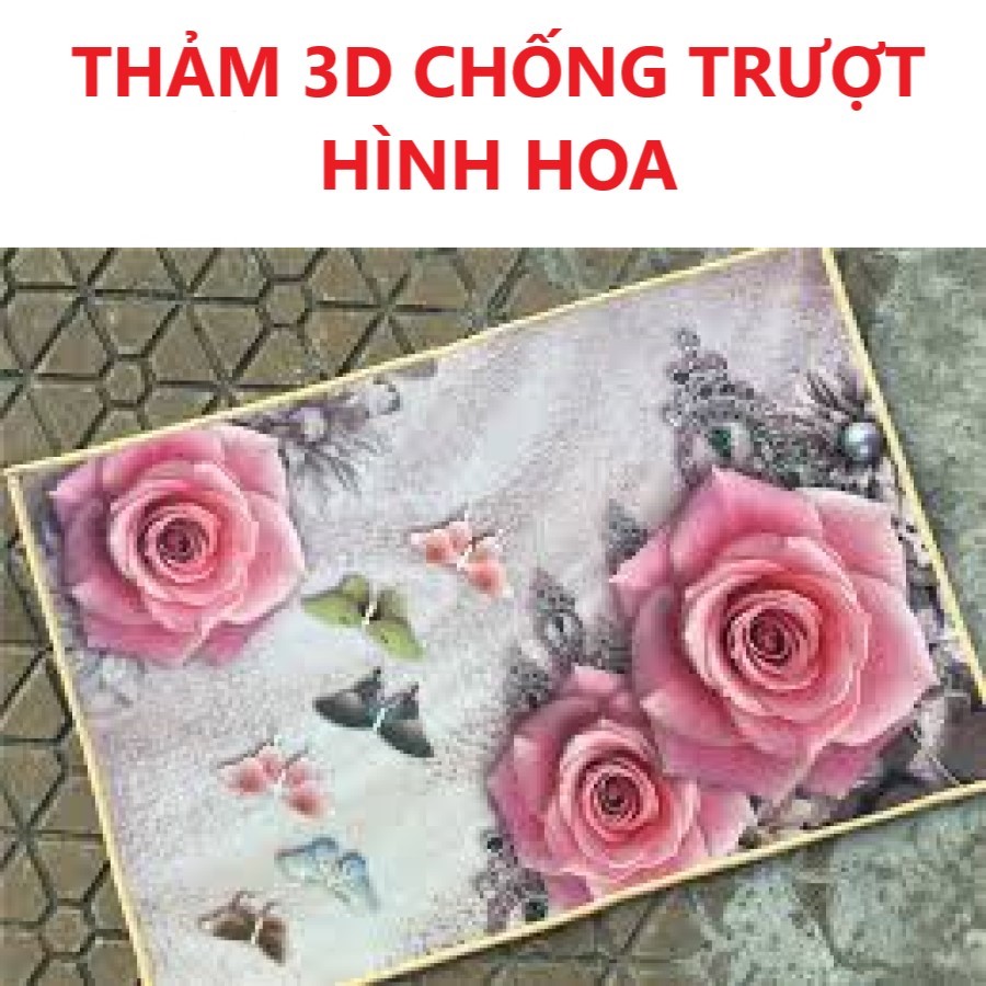 Thảm lau chân hình Hoa 3D chống trượt (KT 40 x 60cm) - Giao mầu ngẫu nhiên