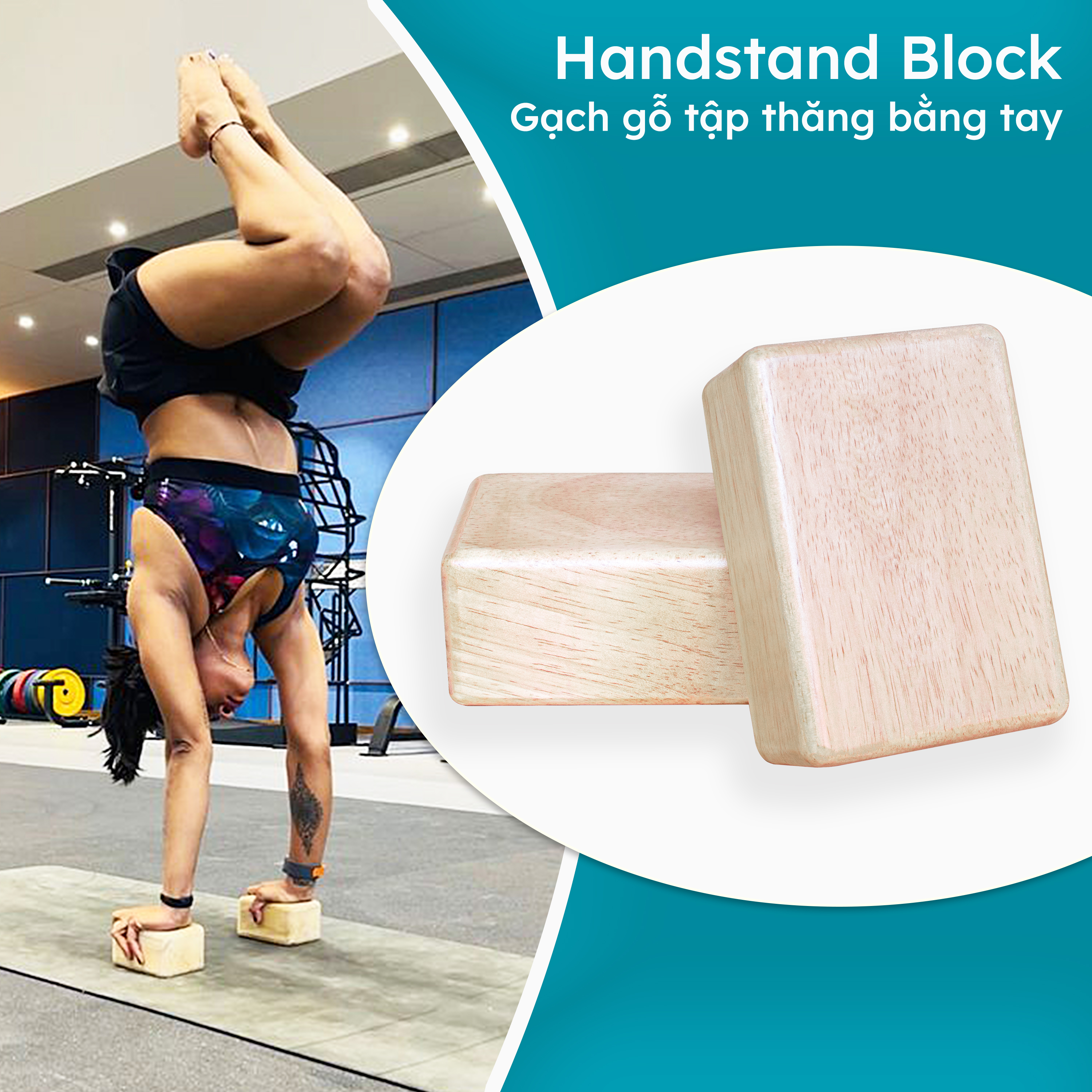 Gạch tập Handstand bằng gỗ dày 6cm, Block Handstand gỗ Pocorrys HSB-01