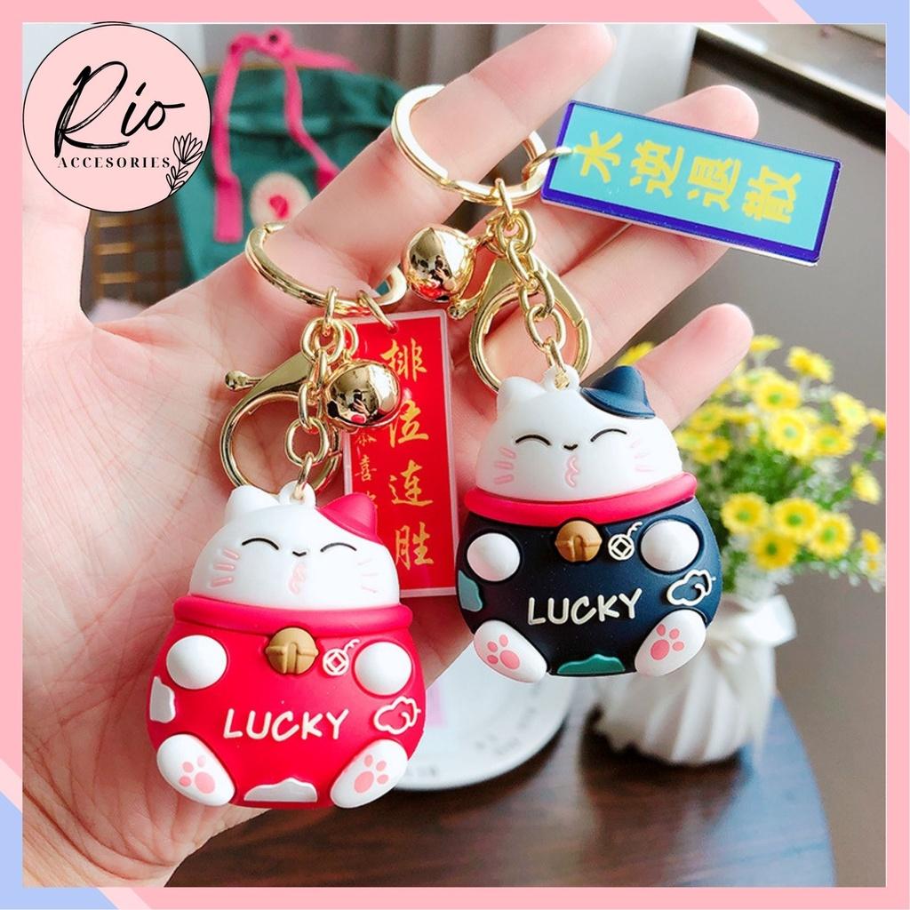 Móc khóa mèo may mắn lucky nhiều màu xinh xắn MMM