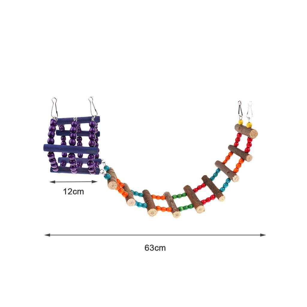Colorful Hanging Climb Toy Parrot Hamster Wooden Ladder Swing Bridge