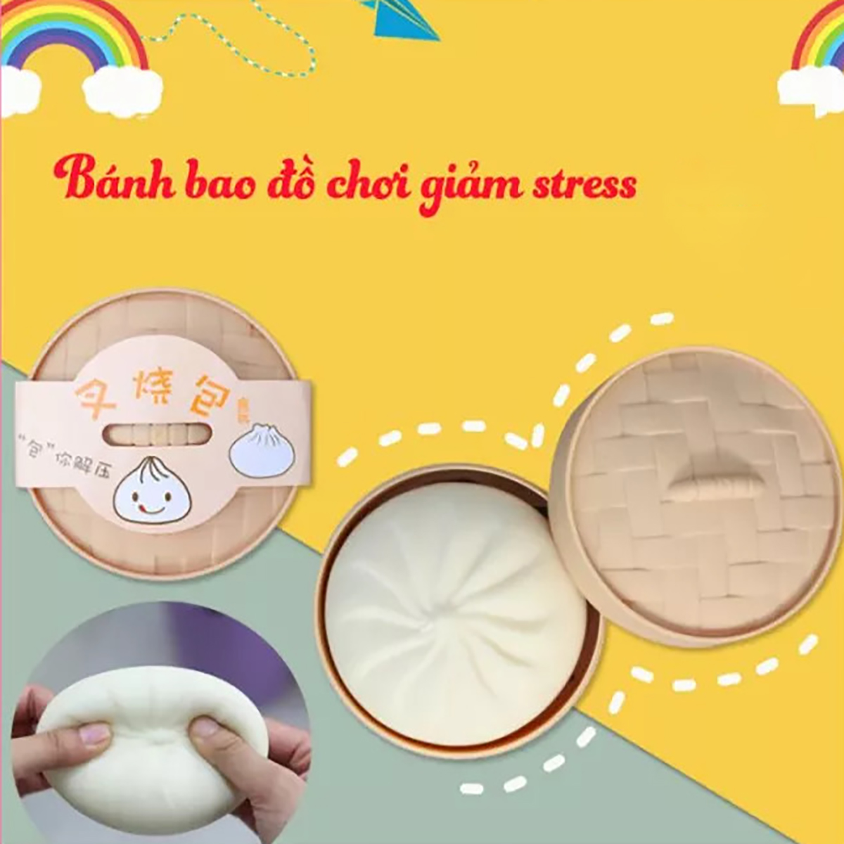 Bánh Bao Giảm Stress Căng Thẳng Squishy Mochi Bóp Tay Mềm Dẻo Silicon Cute Dễ Thương Mô Hình Có Hộp Mini Giá Siêu Rẻ