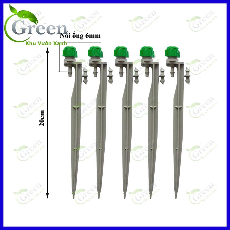 Combo 5 Cây Cắm Tưới Gốc Phun Xòe 360 Độ Tròn Hướng Xuống Xanh Lục 20cm