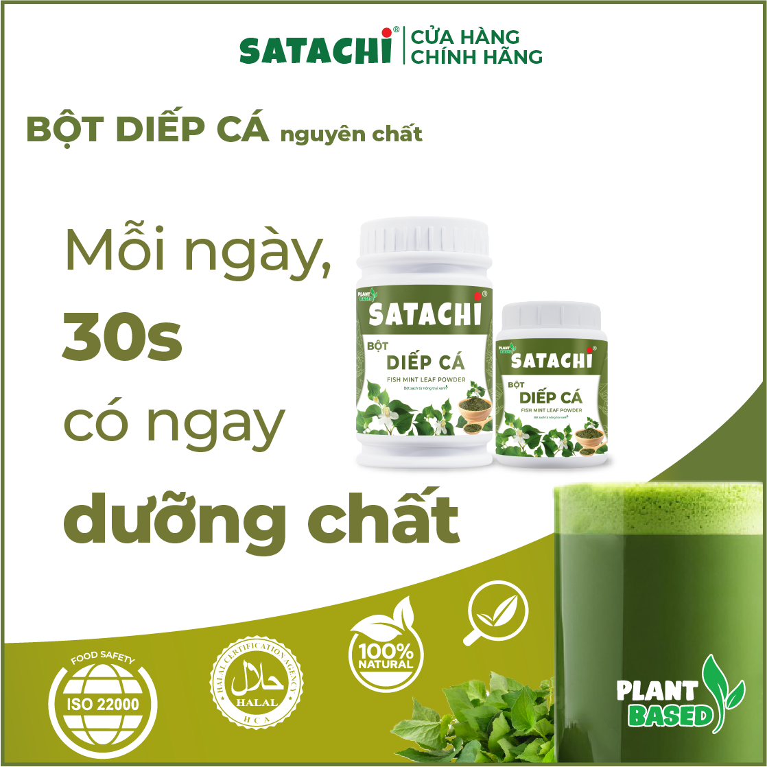 Bột Diếp Cá SATACHI nguyên chất. Thanh lọc cơ thể, người bị trĩ và táo bón sử dụng hiệu quả, làm mặt nạ dưỡng da, trị mụn. Hộp 86g