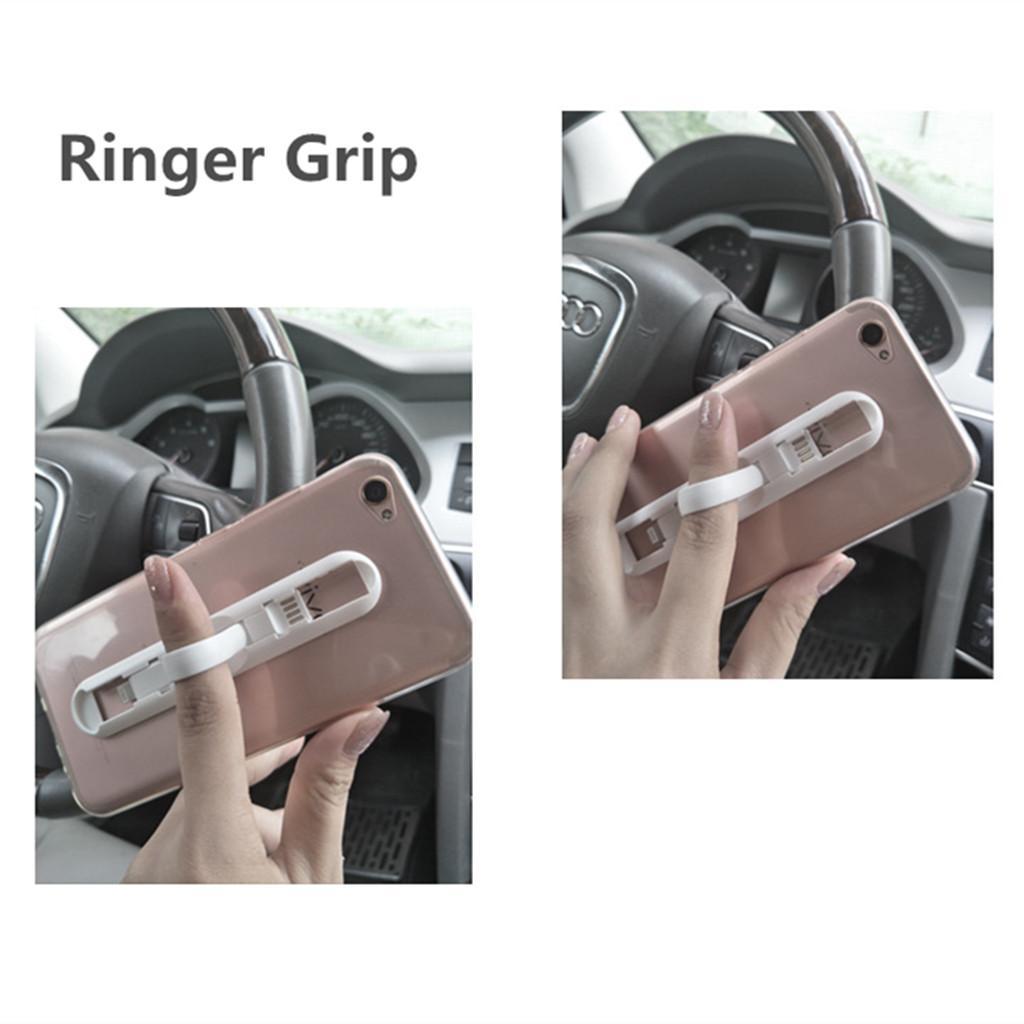 4in1 Charging Cable + Ring Stand Grip + Kickstand + Car Air Vent Mount