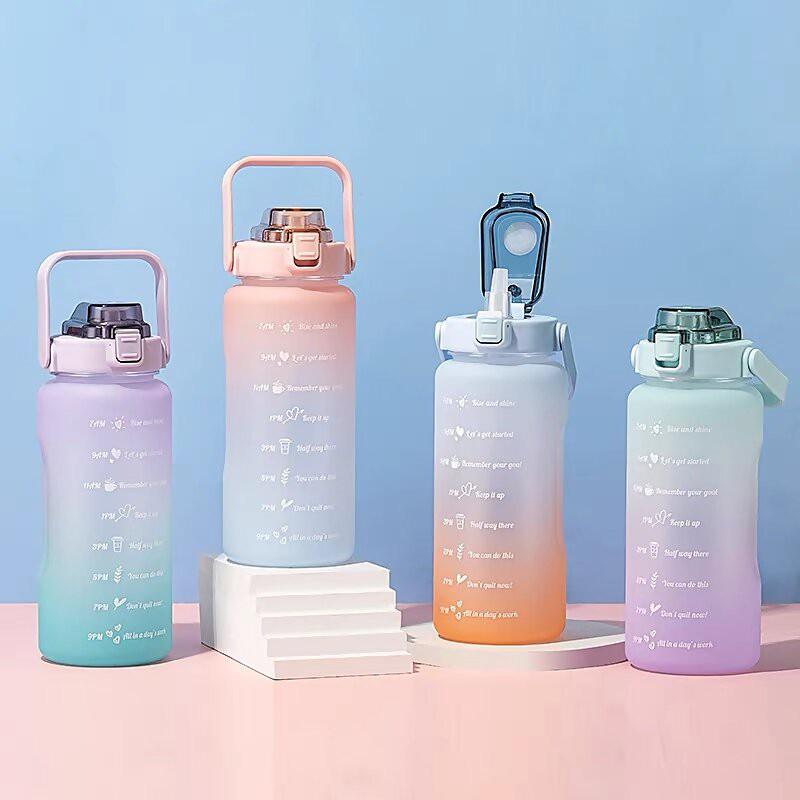 Bình đựng nước 2 lít chia vạch thời gian dành cho người bình nước 1 lít 600ml có chất liệu an toàn tiện lợi
