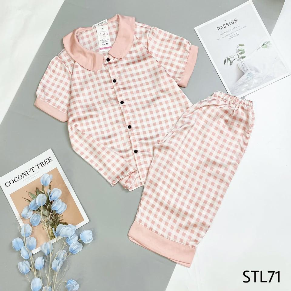 Bộ lụa Pijama satin lửng lụa cao cấp