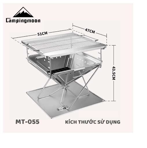 Bếp nướng than hoa gấp gọn 8-10 người Campingmoon MT-055