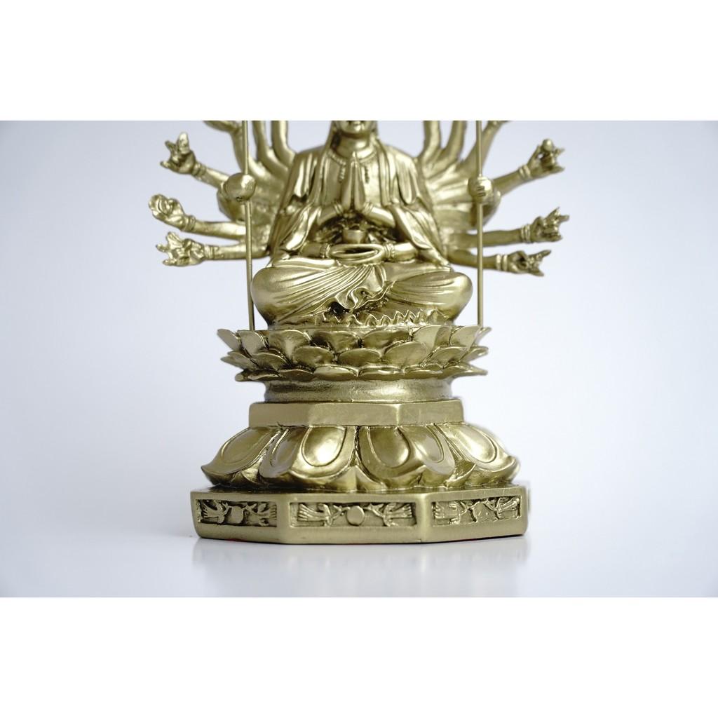 Tượng Phật Chuẩn Đề Thiên Thủ Thiên Nhãn xi mạ đồng - Cao 16cm