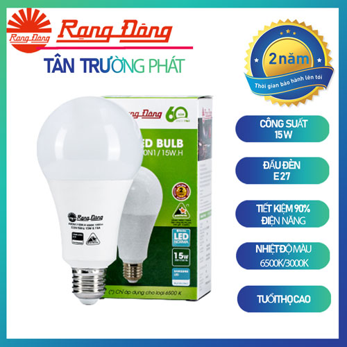 Bóng đèn LED BULB Tròn 15W Rạng Đông Model: A80N1/15W