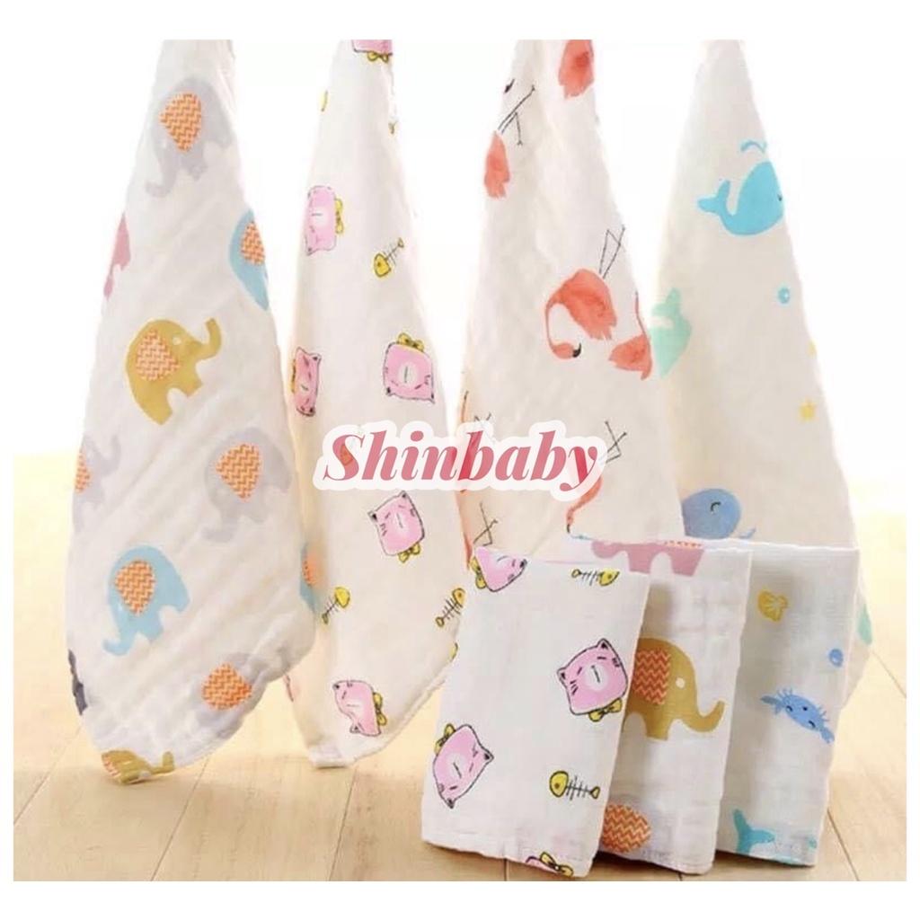 Set 5 Khăn sữa cho bé xô muslin 4 lớp cao cấp sợi vải hữu cơ tự nhiên mềm mại siêu thấm hút an toàn với làn da bé