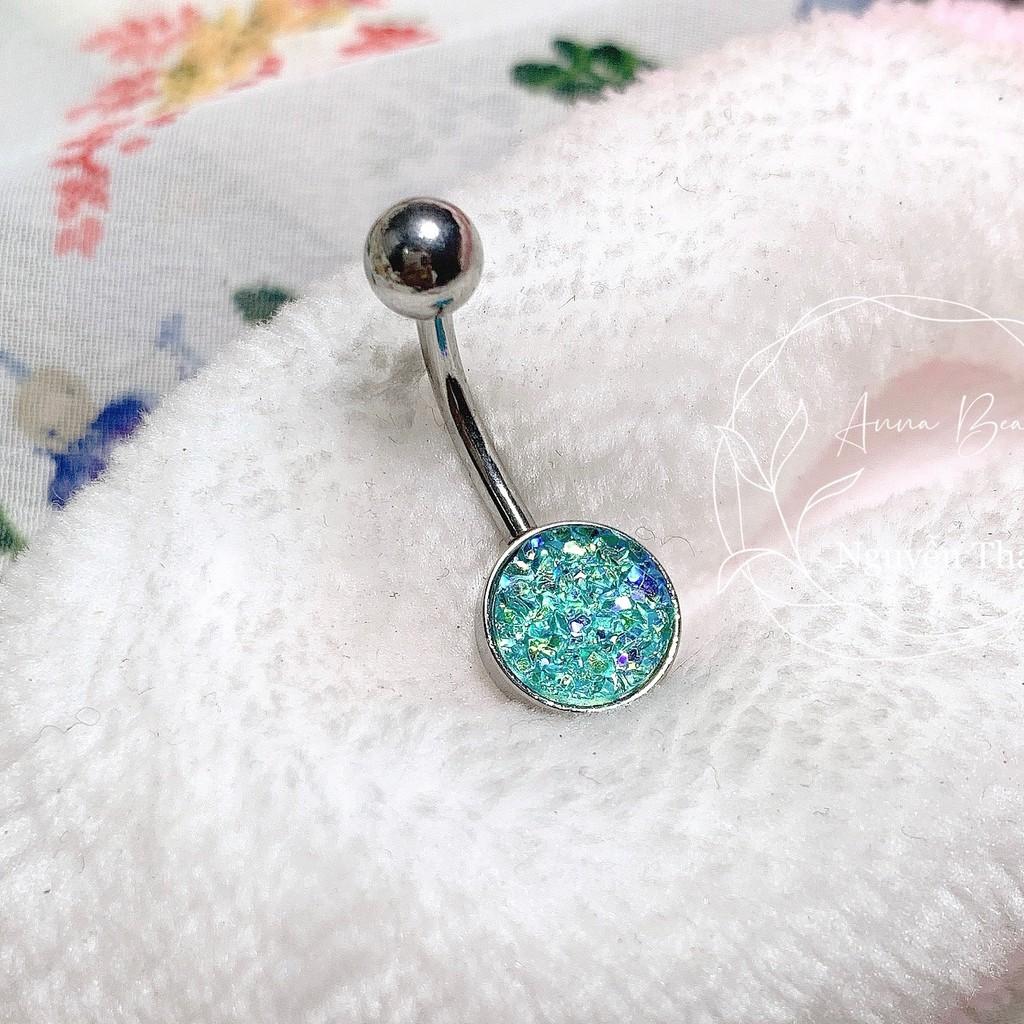 Khuyên rốn đá xinh nhiều màu bằng thép y tế xỏ khuyên piercing - XUÂN SHOP