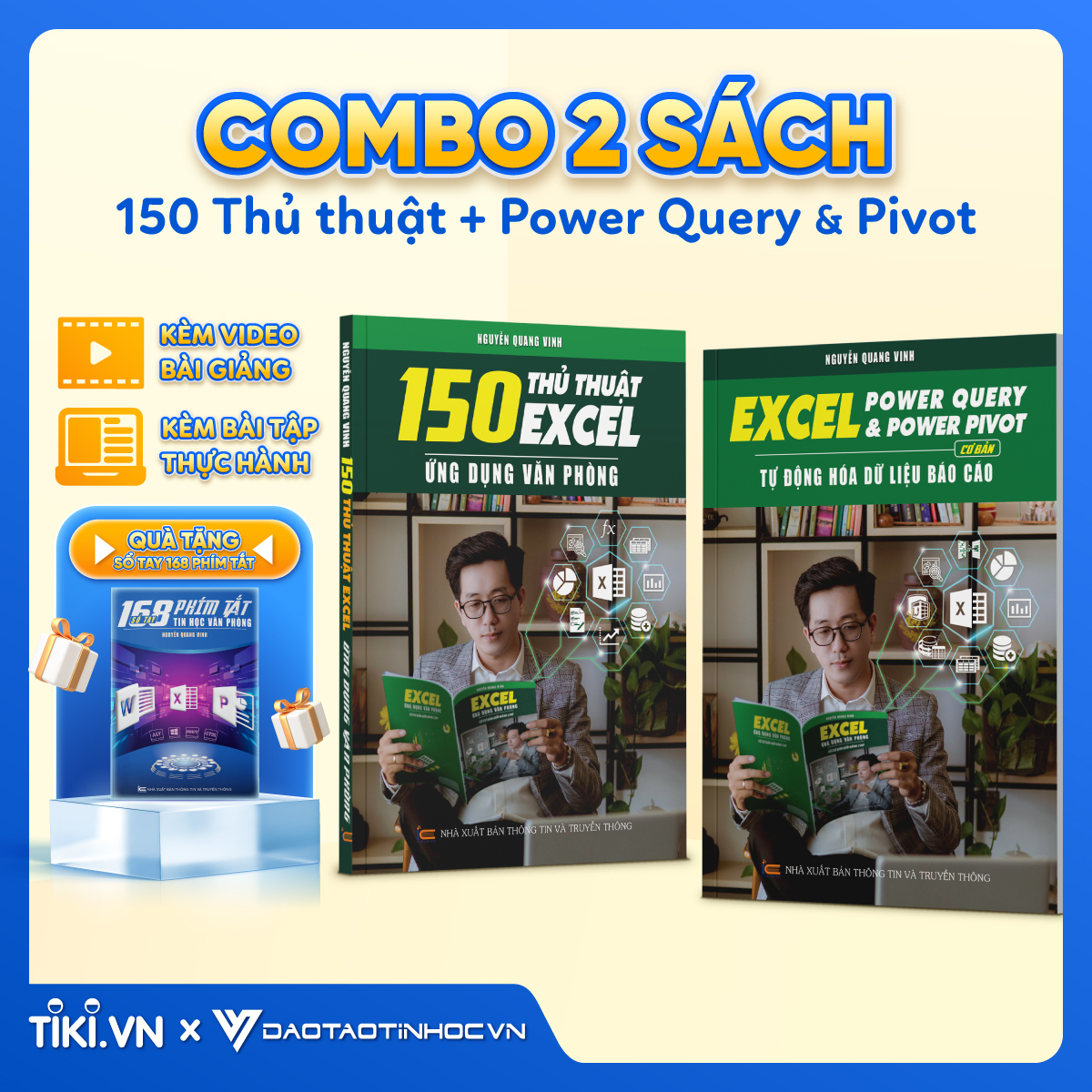 Combo 2 Sách Power Query &amp; Power Pivot Và 150 Thủ Thuật Excel Ứng Dụng Văn Phòng Kèm Video Khóa Học