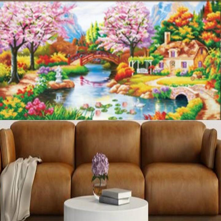 Tranh thêu ngôi nhà hạnh phúc 88855 - kích thước: 168 * 86cm.