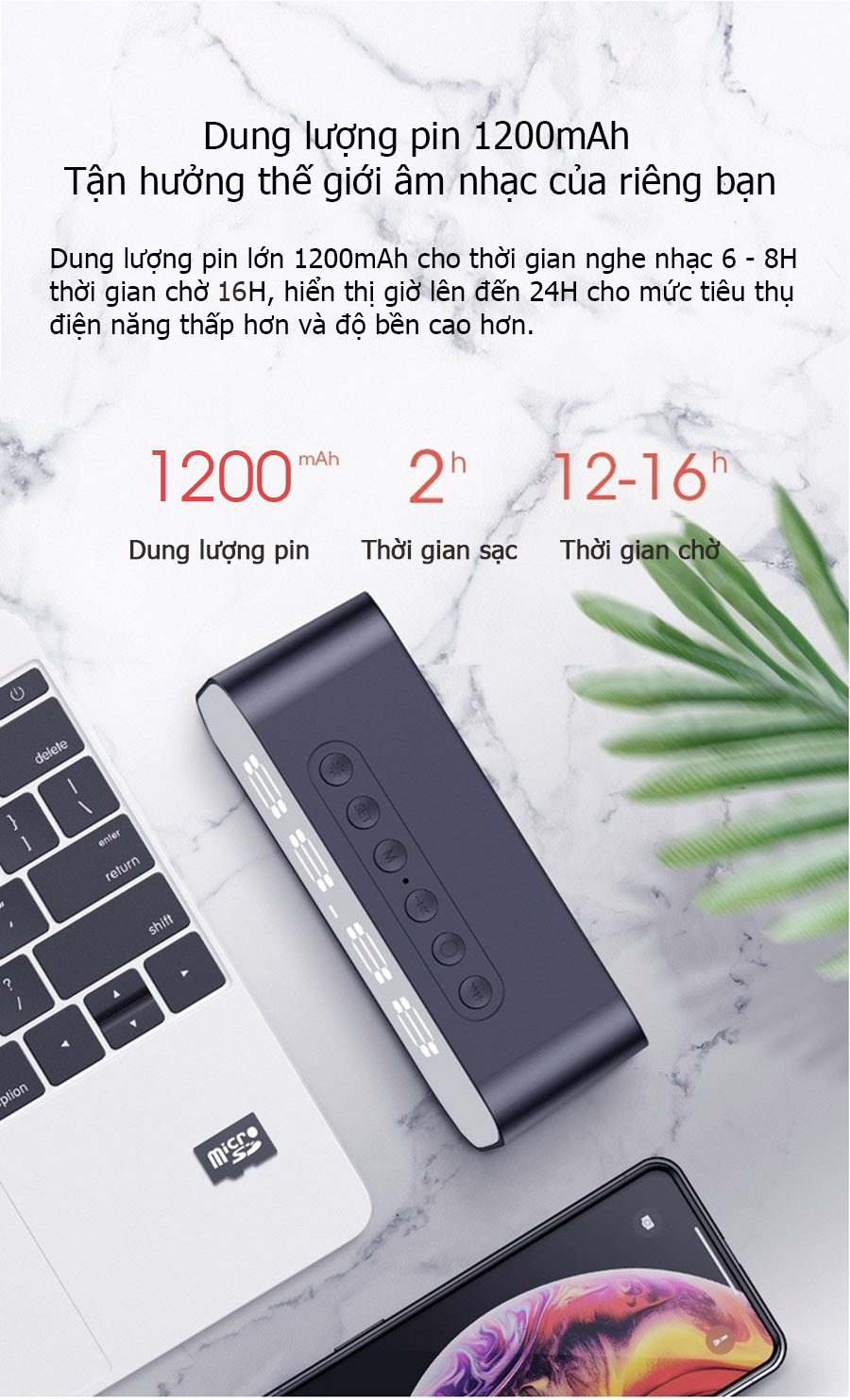 Loa Bluetooth - Kiêm đồng hồ báo thức