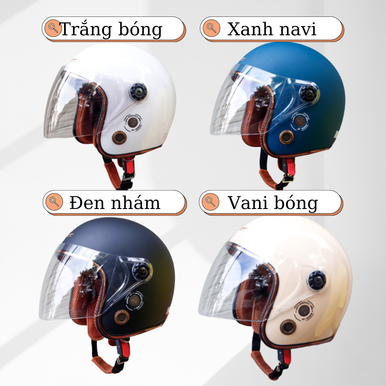 Mũ bảo hiểm ¾ đầu SRT Ruby có kính cao cấp