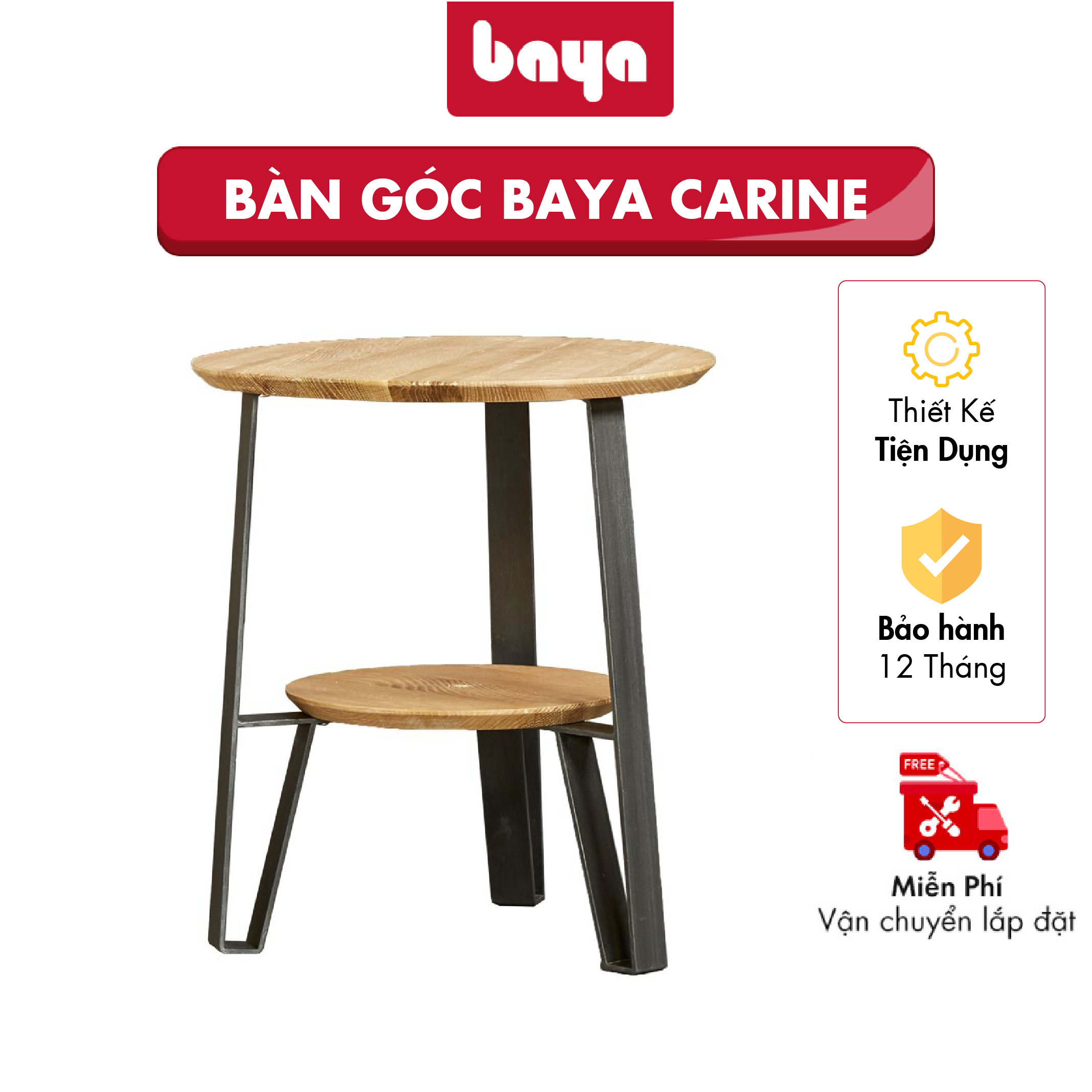 Bàn Góc BAYA CARINE Được Làm Từ Chất Liệu Gỗ MDF, Gỗ Sồi Veneer Cao Cấp Với Khung Sắt Sơn Tĩnh Điện Có Độ Bền Cao, Màu Sắc Trang Nhã, Sang Trọng 5277