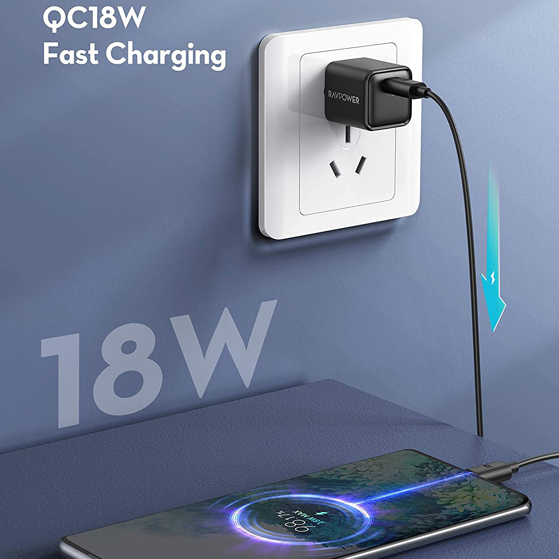 Adapter Củ Sạc Siêu Nhỏ RAVPower RP-PC150 USB Type C PD 20W Sạc Nhanh iPhone, iPad, Android - Hàng Chính Hãng