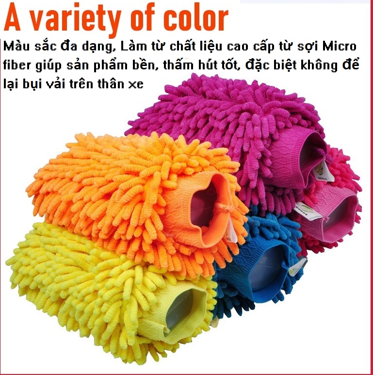 Găng tay rửa xe, sợi Microfiber, thấm hút nhanh, không gây trầy xước xe, không để lại bụi vải trên sơn xe, tặng kèm vòng tay Luminous