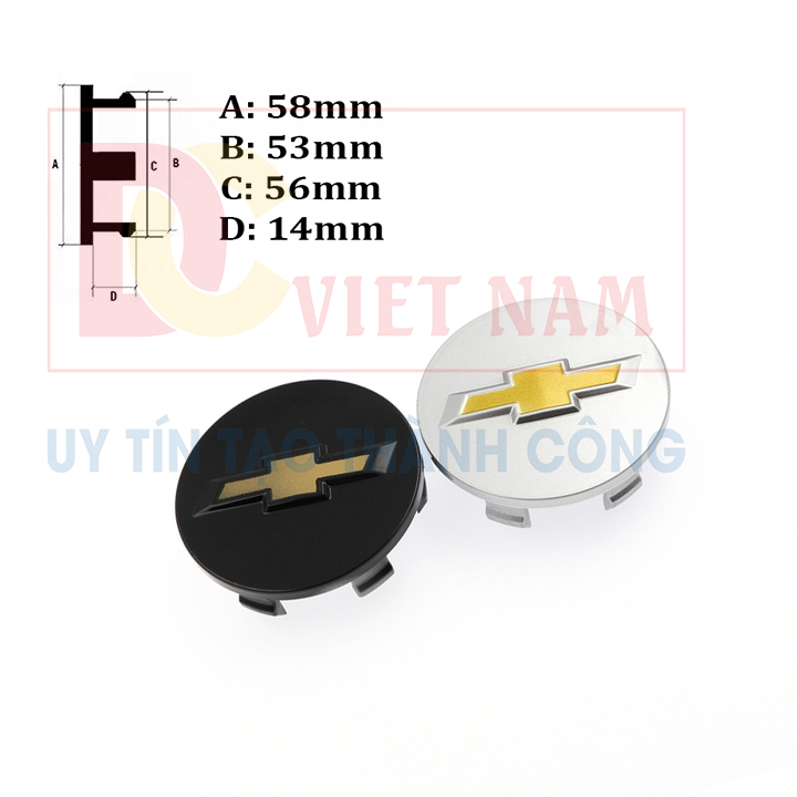 Logo chụp mâm, ốp lazang bánh xe ô tô Chevrolet đường kính 58mm