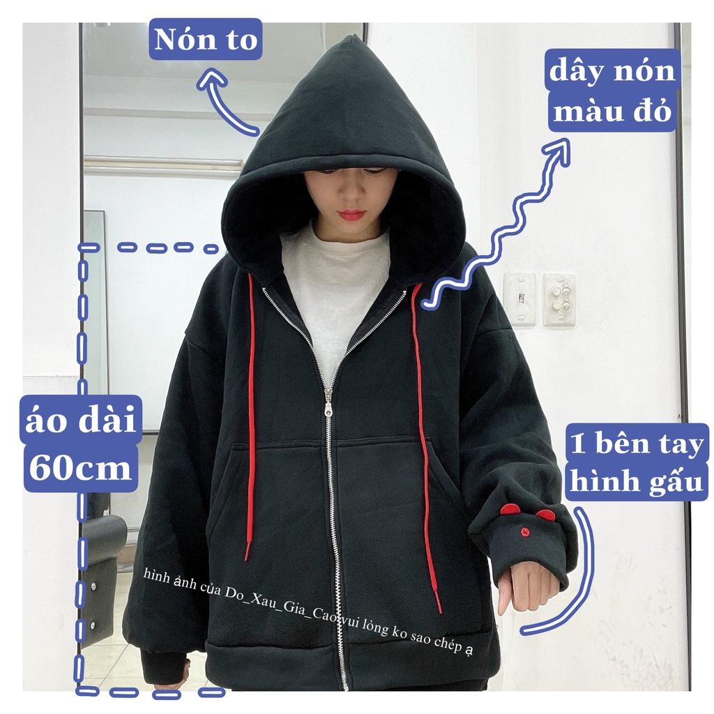 Áo khoác nữ hoodie tay bồng Chất vải nỉ bông.