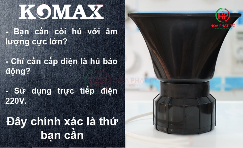 Còi hú công suất lớn 220V Komax KM-AC100W