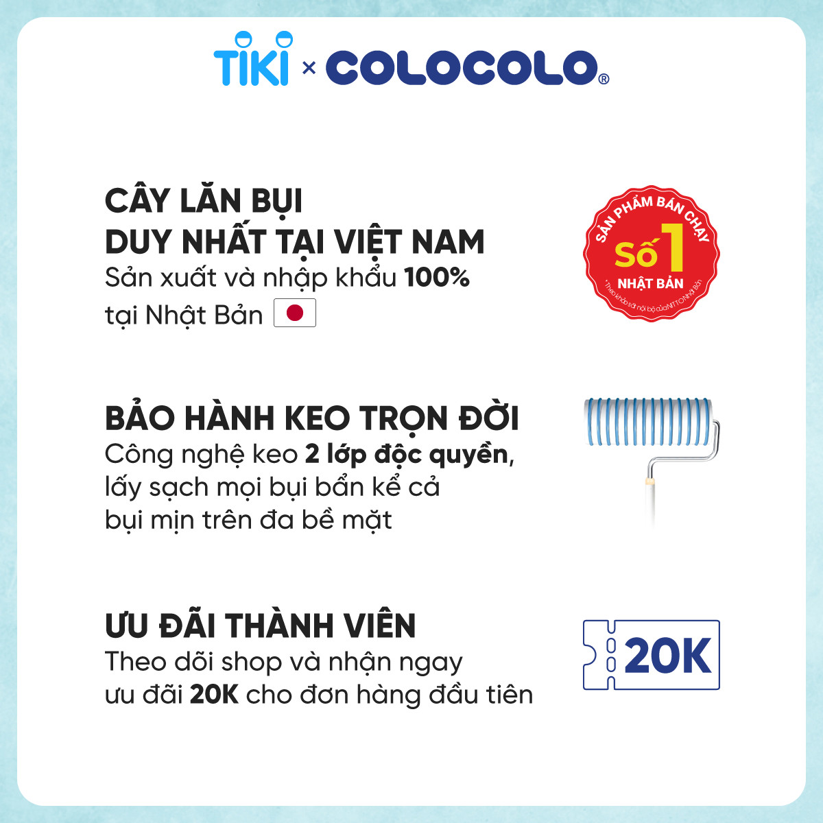 Cây lăn bụi nội thất ôtô COLOCOLO Nhật Bạn  - Lăn bụi, vụn thức ăn, cát... vệ sinh ô tô tiện lợi