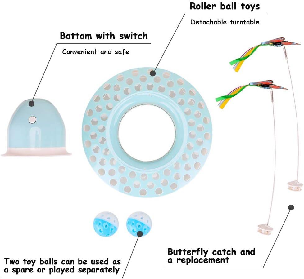 Đồ chơi cho mèo vui nhộn và tự động với bướm và bóng xoay, đồ chơi tương tác trong nhà cho mèo - Xanh da trời