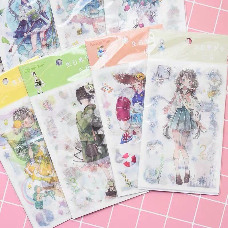 Sticker Vintage Hình Dán Cô Gái Dễ Thương Stickers Dán Trang Trí Sổ Tay Cute Bookmark Vintage Bulletjournal