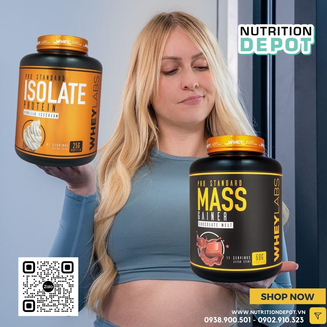 Sữa tăng cân và tăng cơ Wheylabs Mass Gainer Pro Standard 3.1kg - Tặng kèm BCAA 30 lần dùng - Nutrition Depot Vietnam