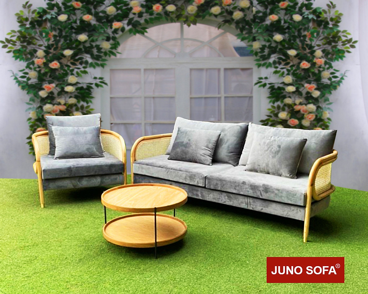 Bộ sofa mây nệm Juno Sofa - Băng 2m, ghế đơn và bàn