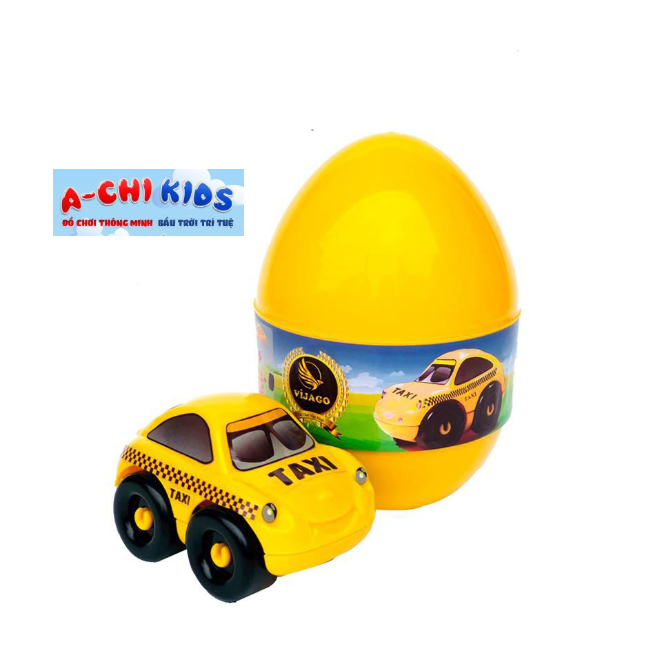 Đồ Chơi Lắp Ghép - Combo 2 Mô Hình Lắp Ghép Ô Tô Xe Taxi và Xe Cứu Hỏa, Đồ Chơi Bóc Trứng Khủng Long Thần Kì Cho Bé 