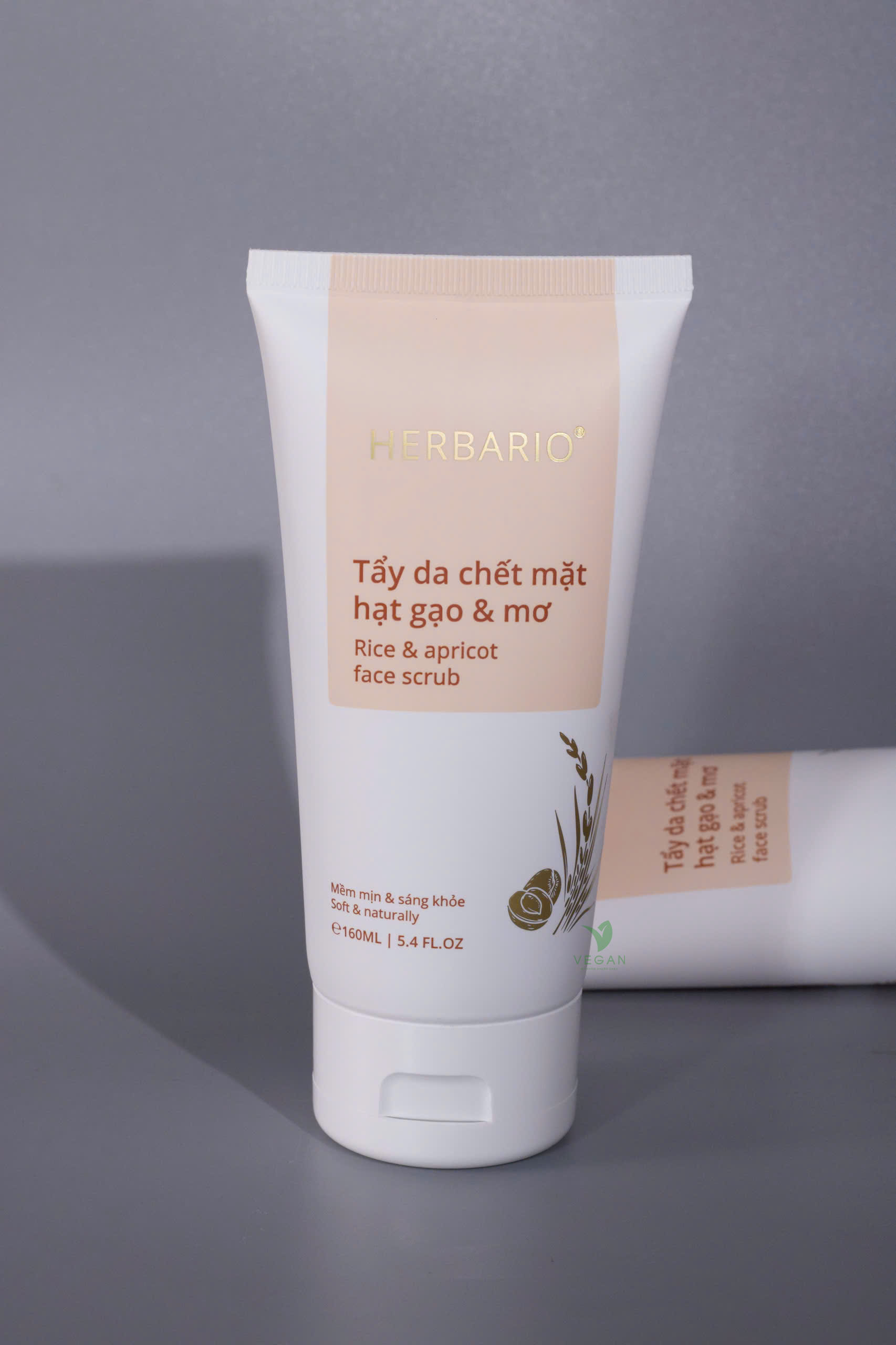 Tẩy da chết mặt hạt gạo &amp; mơ Herbario 160ml