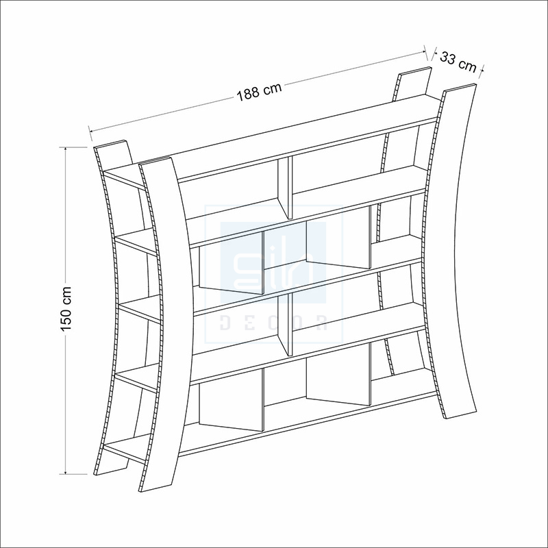 Kệ Sách Gỗ Để Sàn Cao Cấp Với Thiết Kế Cách Điệu Hình Cánh Cung Hiện Đại SIB Decor