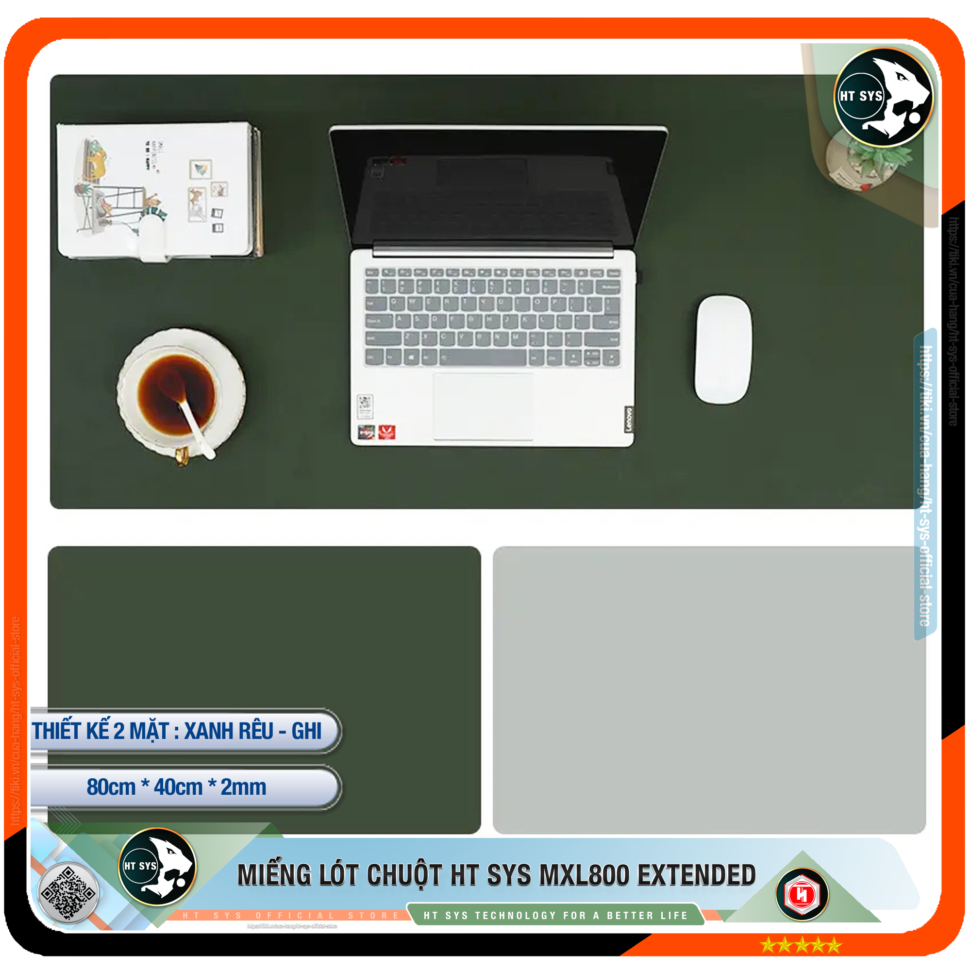 Miếng Lót Chuột HT SYS Desk Pad 80x40 - Hàng Chính Hãng
