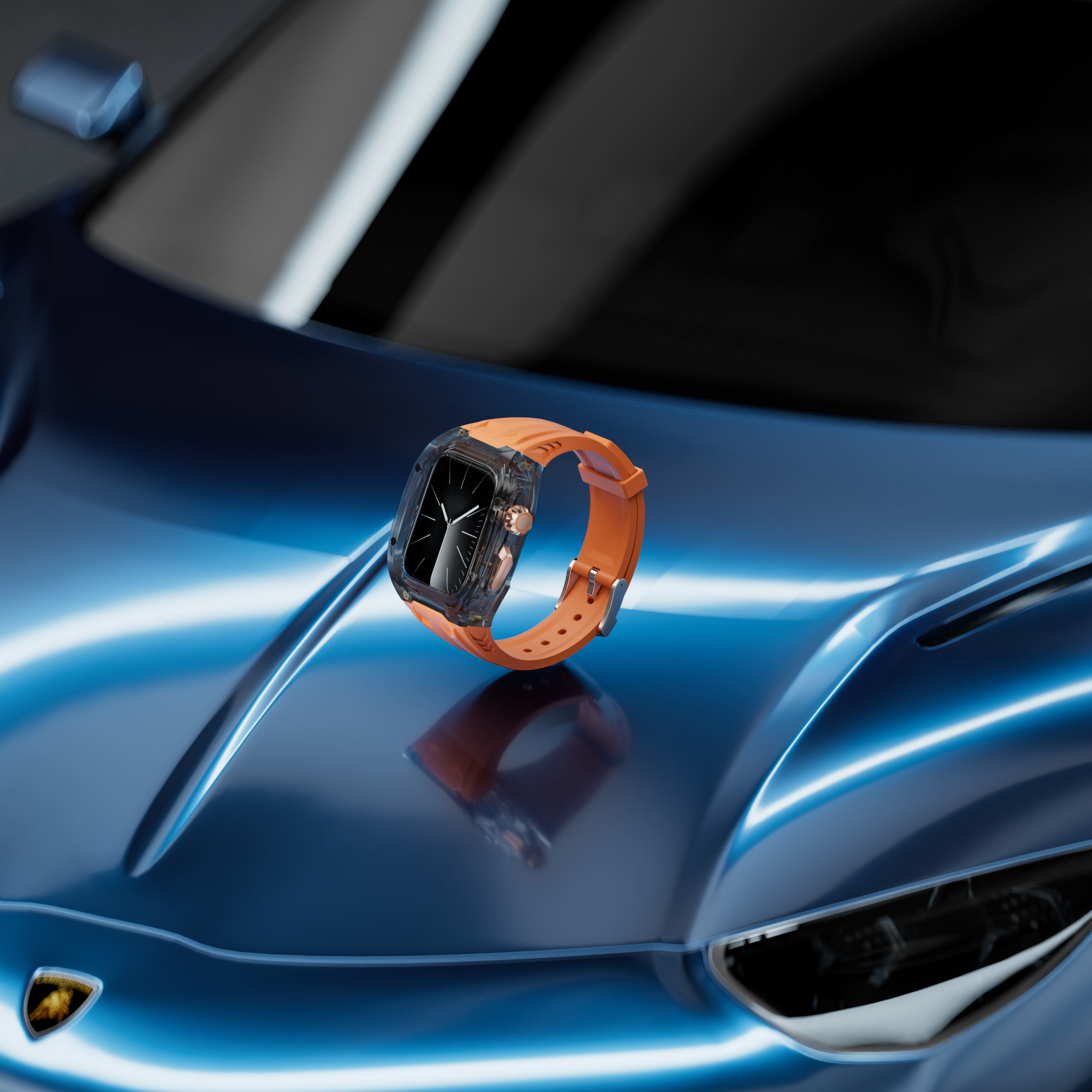 Ốp Case tích hợp dây đeo Lamborghini Style cho Apple Watch Series 4/5/6/SE/7/8/9/SE1,2 Size 44mm/45mm - Hàng Nhập Khẩu