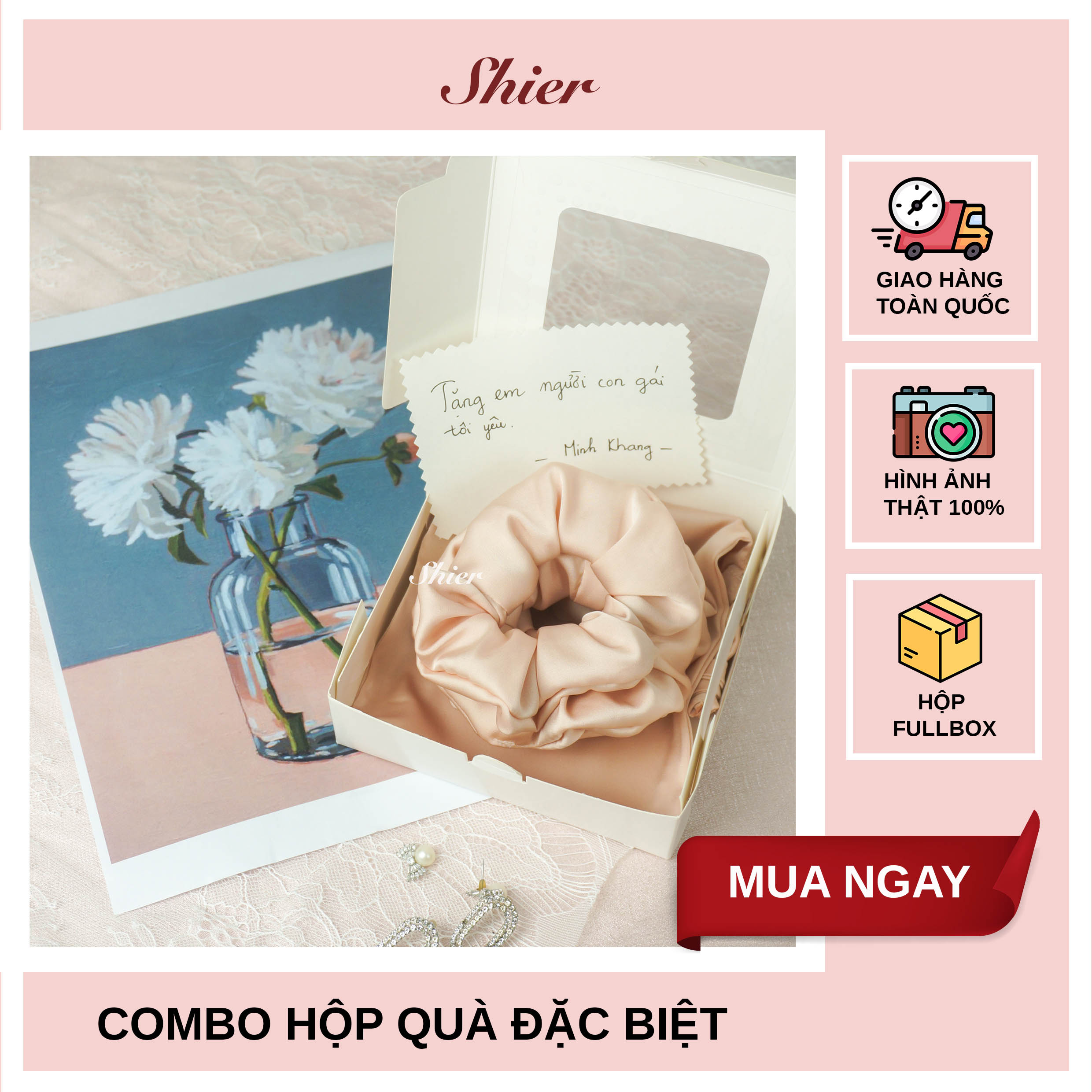 Set Hộp Quà, Combo Quà Tặng Từ Silk Lụa Cao Cấp, Bộ Sản Phẩm Cột Tóc Dễ Thương, Giftbox Nhiều Món Quà Tặng Sinh Nhật, Dịp Lễ, Tình Yêu Couple Cặp Đôi [Đa Dạng Màu Sắc Mix Phối