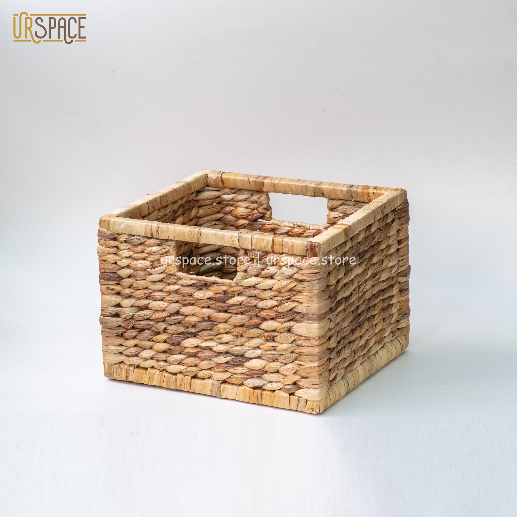 Sọt cói (lục bình) chữ nhật khung gỗ trang trí đa năng/ Hand-wowen rectangle water hyacinth storage basket for home deco